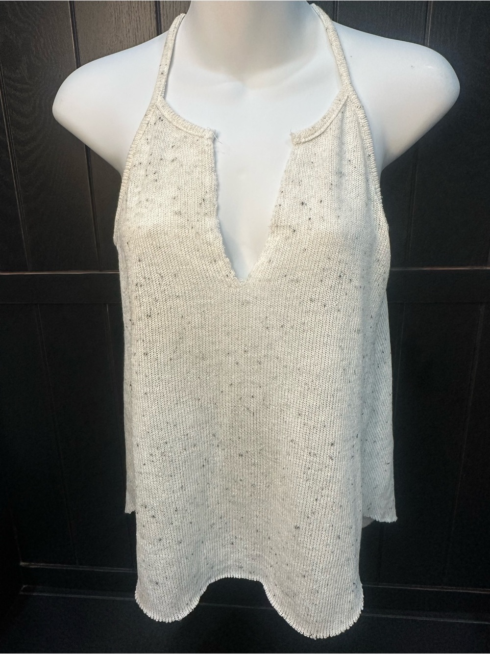 Project Social T Speckled Cream Halter Knit Tank